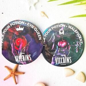 Disney Villains Evil Queen Maleficent Bath Body Works Buttons Pins Lot x2 BBW